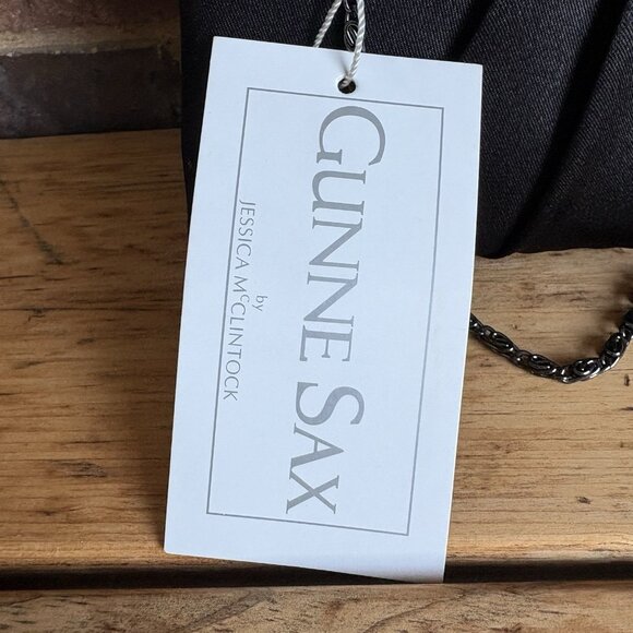 Gunne Sax Jessica McClintock Black Satin Evening Bag with Gun Metal Chain NWT - Picture 14 of 15